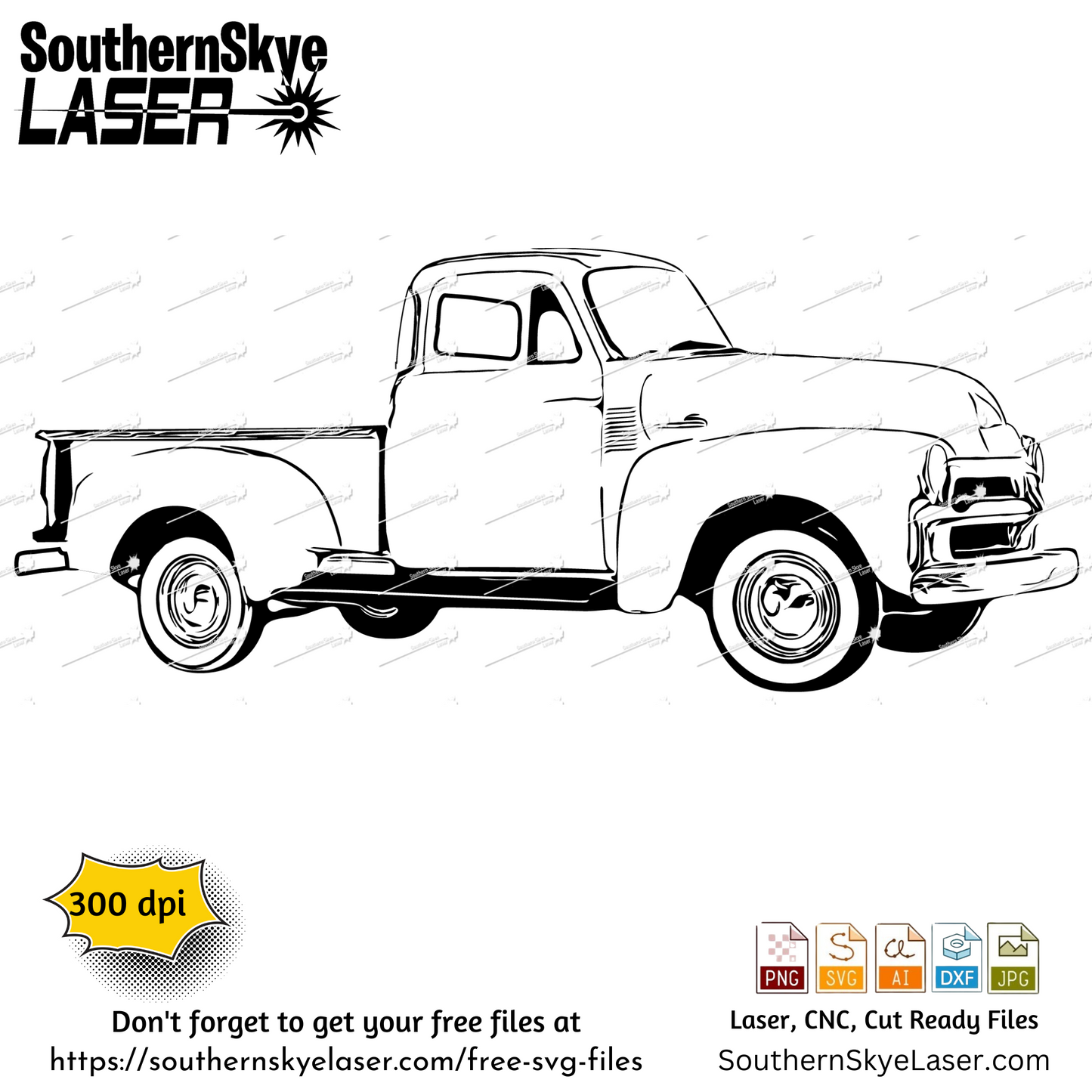 1954 Chevy Truck svg png jpg ai dxf file, for Silhouette, Cricut, Vinyl Plotters, Laser, CNC and Sublimation. Great for DTF and DTG.
