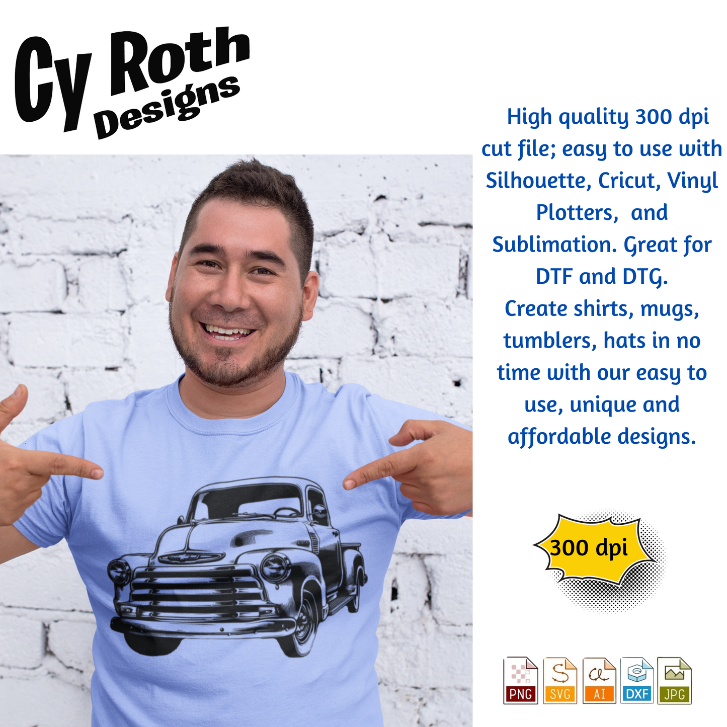 1954 Chevy Truck svg png jpg ai dxf file, for Silhouette, Cricut, Vinyl Plotters, Laser, CNC and Sublimation. Great for DTF and DTG.