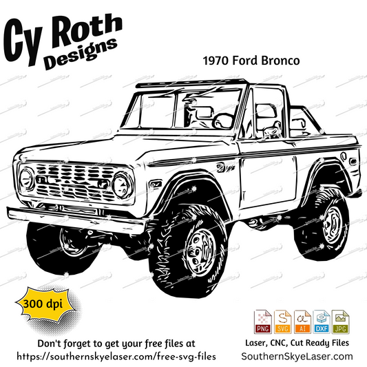 1970 Bronco svg png jpg ai dxf file, for Silhouette, Cricut, Vinyl Plotters, Laser, CNC and Sublimation. Great for DTF and DTG.