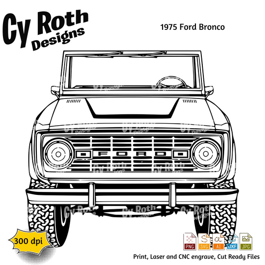 1975 Bronco svg png jpg ai dxf file, for Silhouette, Cricut, Vinyl Plotters, Laser, CNC and Sublimation. Great for DTF and DTG.