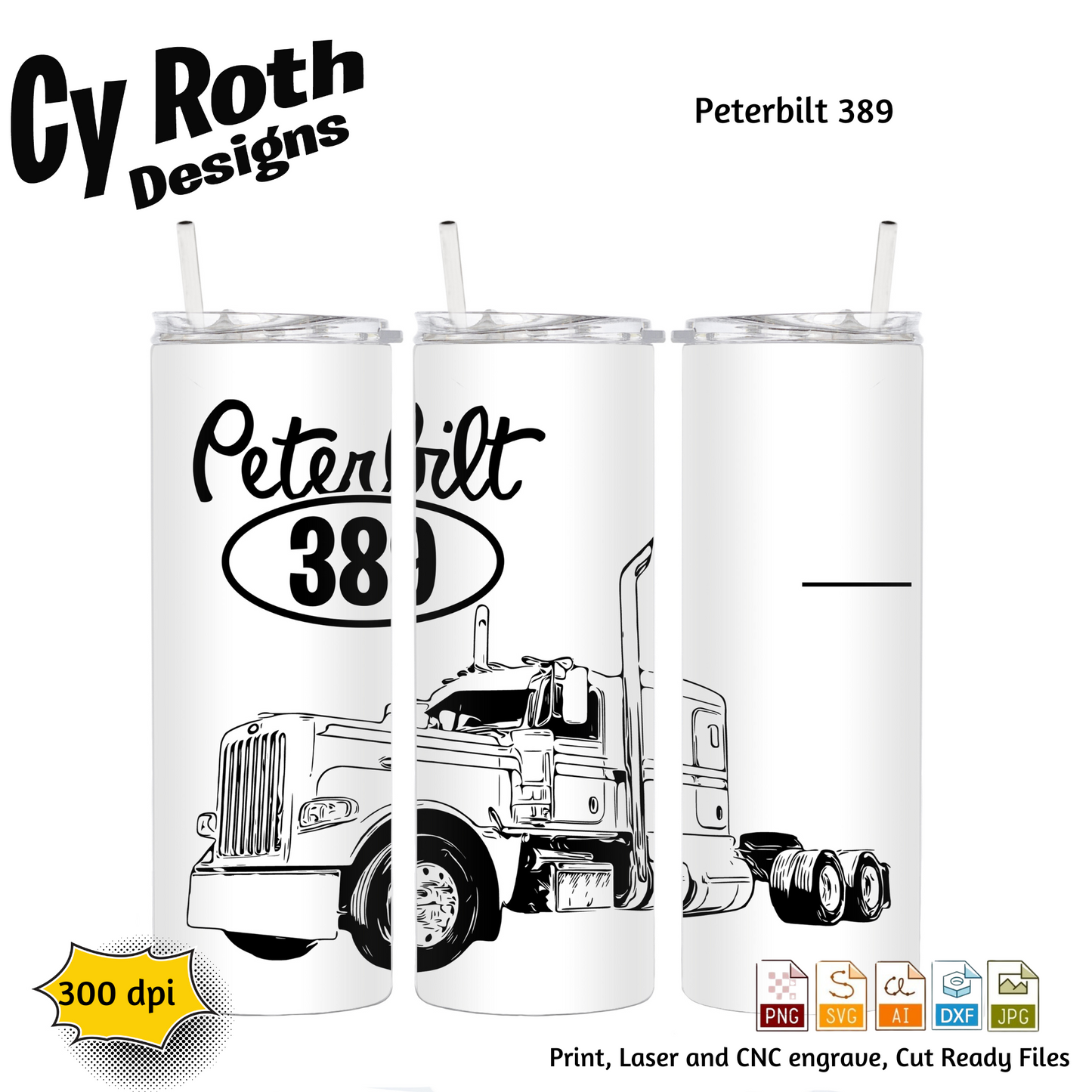 2019 Peterbilt svg png jpg ai dxf file, for Silhouette, Cricut, Vinyl Plotters, Laser, CNC and Sublimation. Great for DTF and DTG.