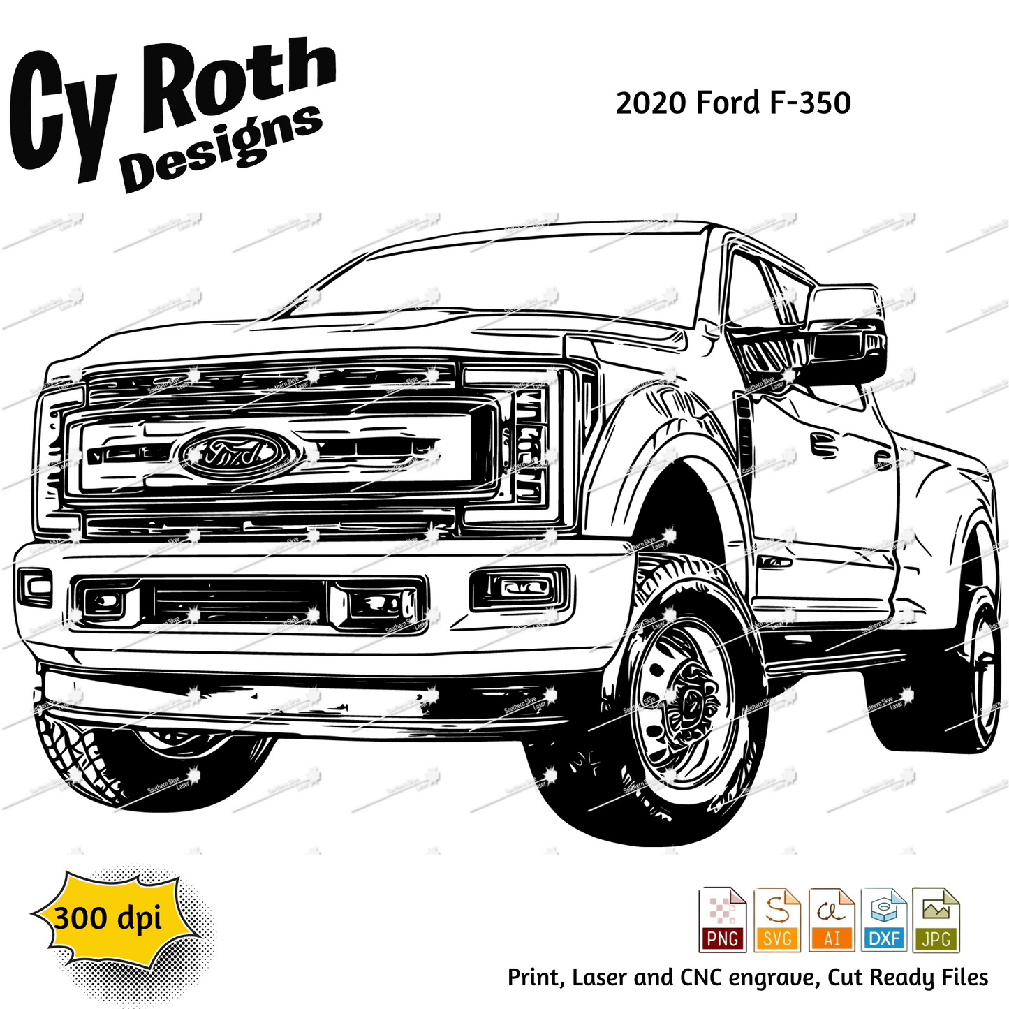 2020 Ford F-350 svg png jpg ai dxf file, for Silhouette, Cricut, Vinyl Plotters, Laser, CNC and Sublimation. Great for DTF and DTG.