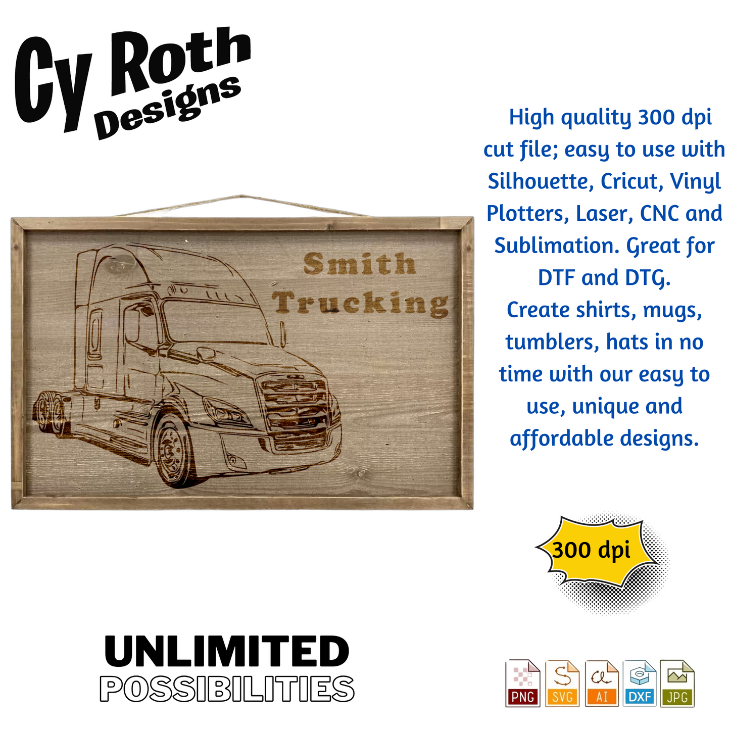 2020 Freightliner svg png jpg ai dxf file, for Silhouette, Cricut, Vinyl Plotters, Laser, CNC and Sublimation. Great for DTF and DTG.