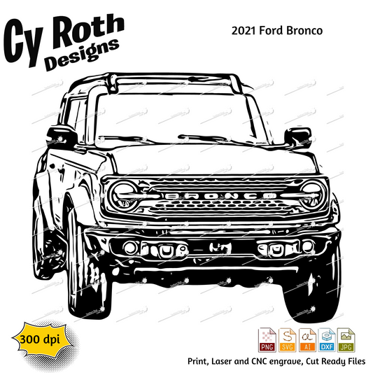 2021 Bronco svg png jpg ai dxf file, for Silhouette, Cricut, Vinyl Plotters, Laser, CNC and Sublimation. Great for DTF and DTG.