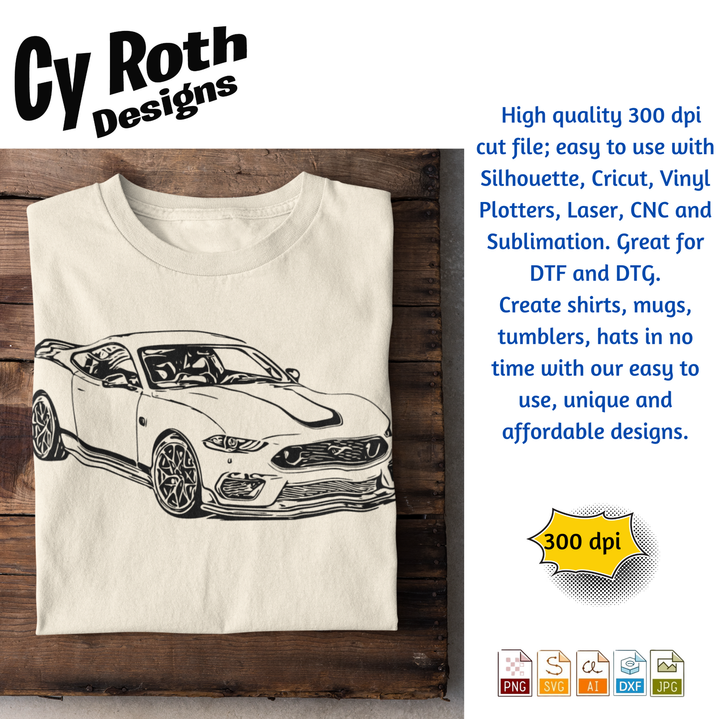 2021 Ford Mustang svg png jpg ai dxf file, for Silhouette, Cricut, Vinyl Plotters, Laser, CNC and Sublimation. Great for DTF and DTG.