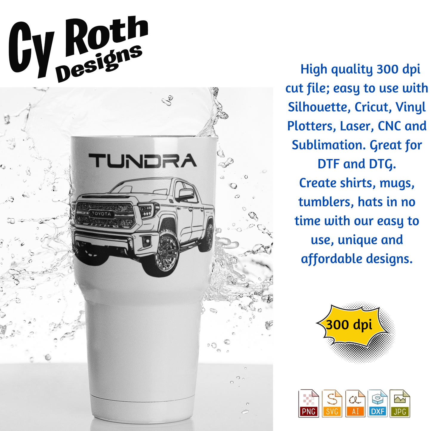 2022 Toyota Tundra svg png jpg ai dxf file, for Silhouette, Cricut, Vinyl Plotters, Laser, CNC and Sublimation. Great for DTF and DTG.