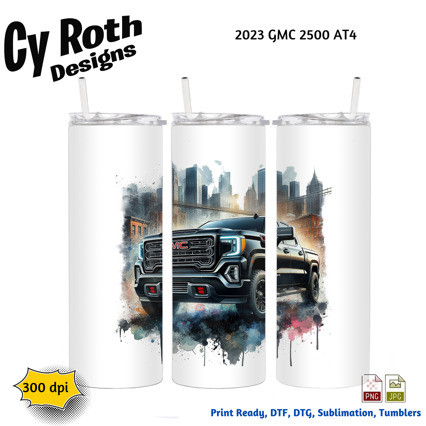 2023 GMC AT4 Sublimation PNG JPG file, Wall Art 20oz skinny Tumbler, shirt PNG, Junk Journal image