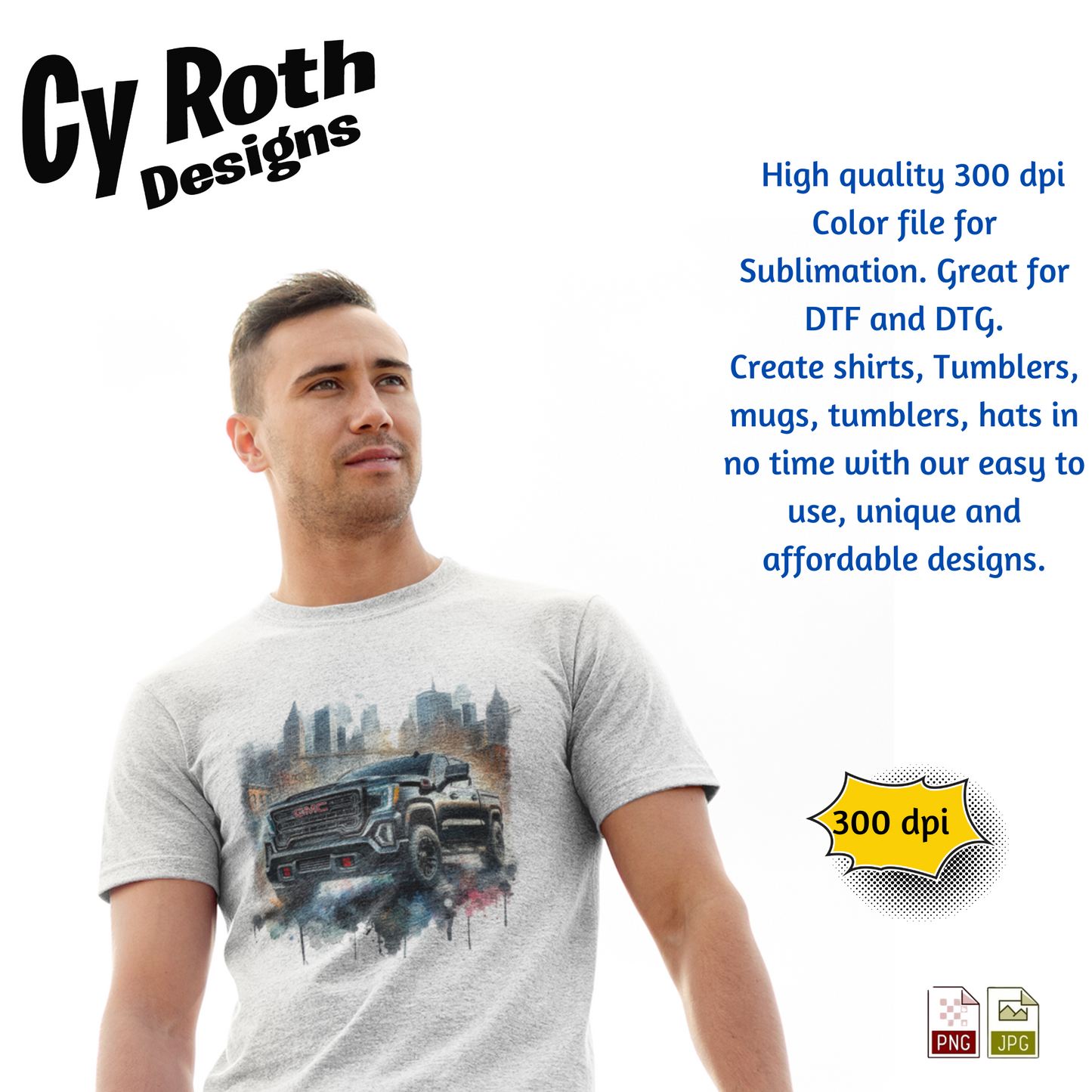 2023 GMC AT4 Sublimation PNG JPG file, Wall Art 20oz skinny Tumbler, shirt PNG, Junk Journal image