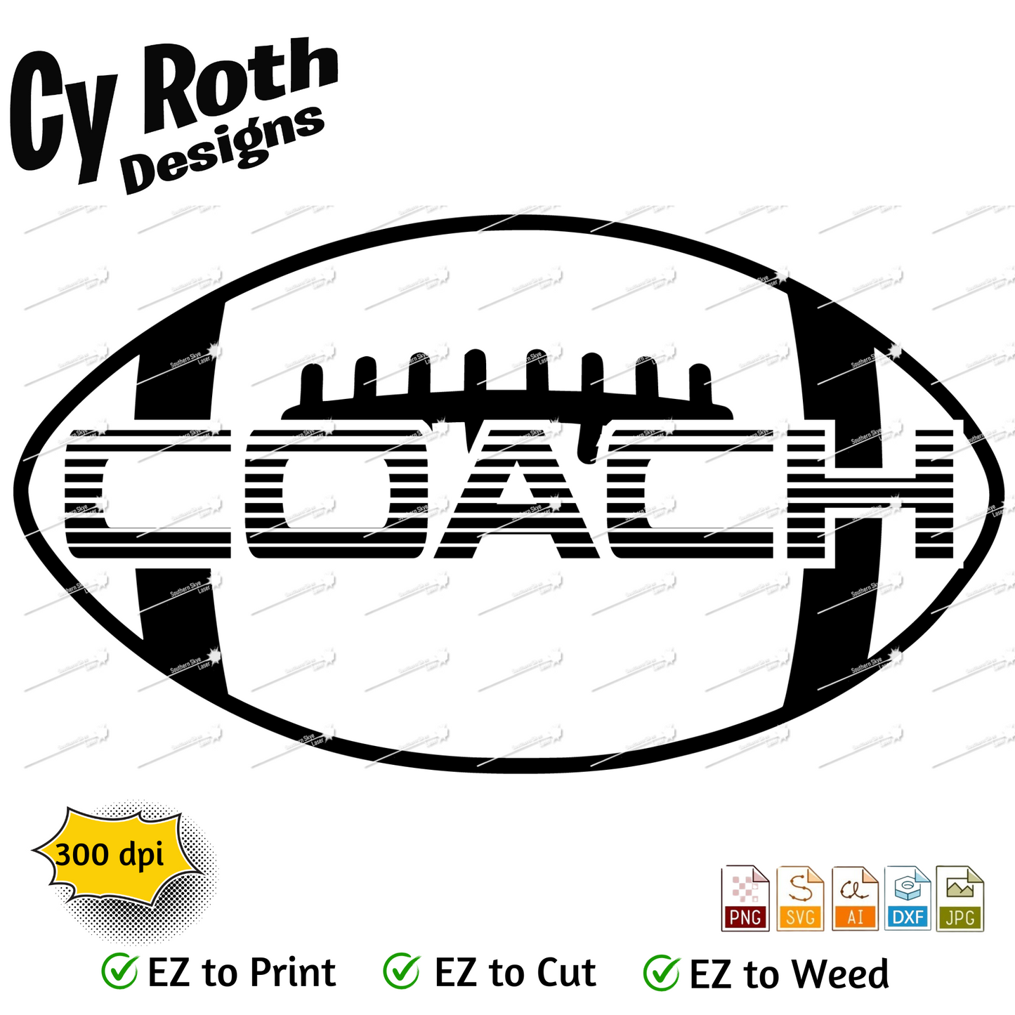 Football svg png jpg ai dxf file, for Silhouette, Cricut, Vinyl Plotters, Laser, CNC and Sublimation. Great for DTF and DTG. Football coach