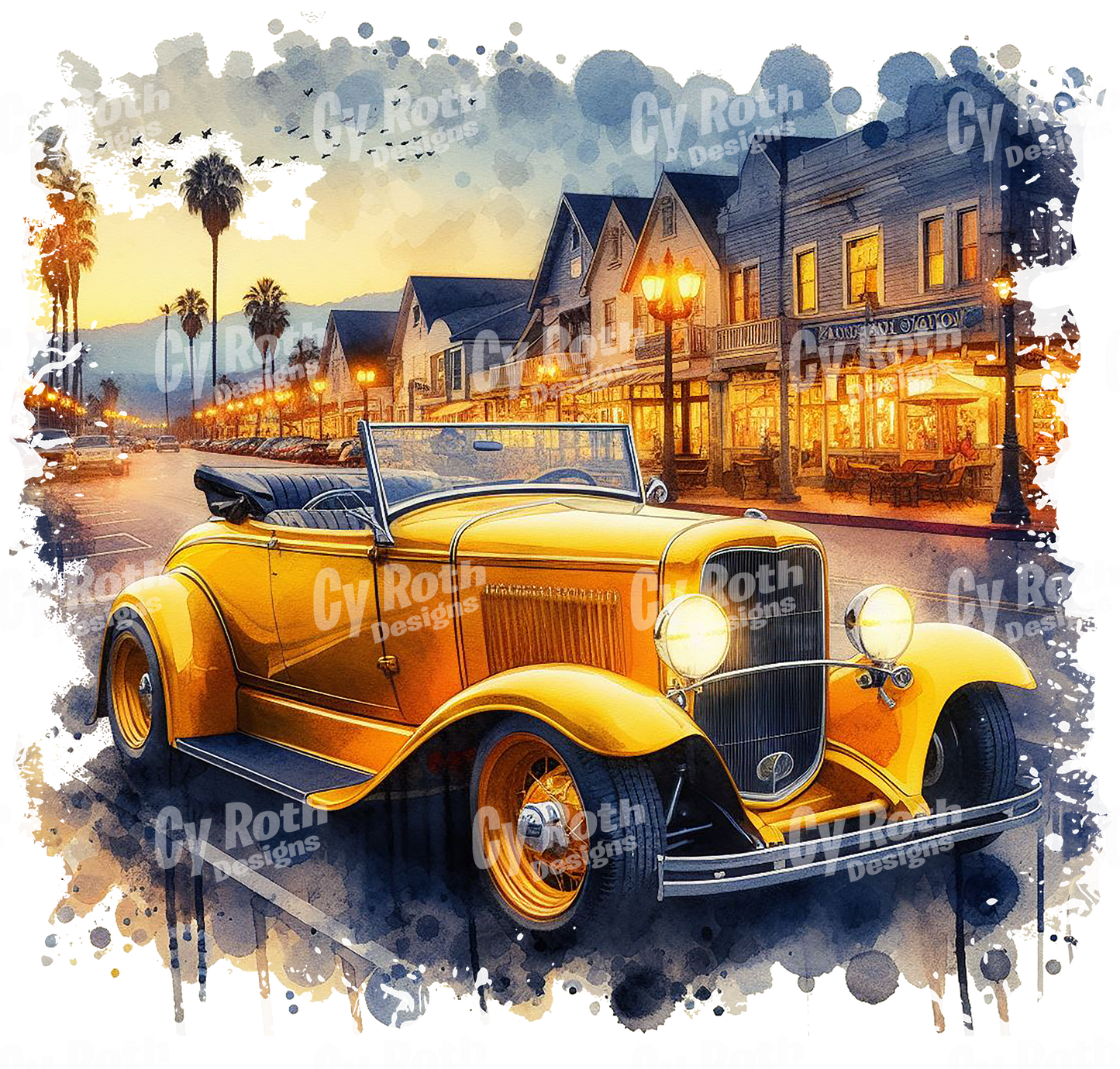 1932 Ford Roadster Sublimation Wall Art 20oz skinny Tumbler PNG JPG file, shirt PNG, Junk Journal image