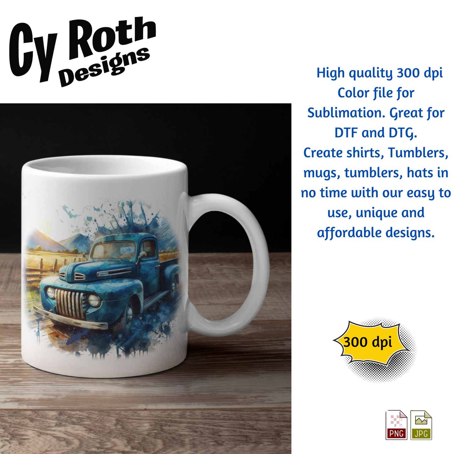 1948 Ford Truck Sublimation PNG JPG file, Wall Art 20oz skinny Tumbler, shirt PNG, Junk Journal image