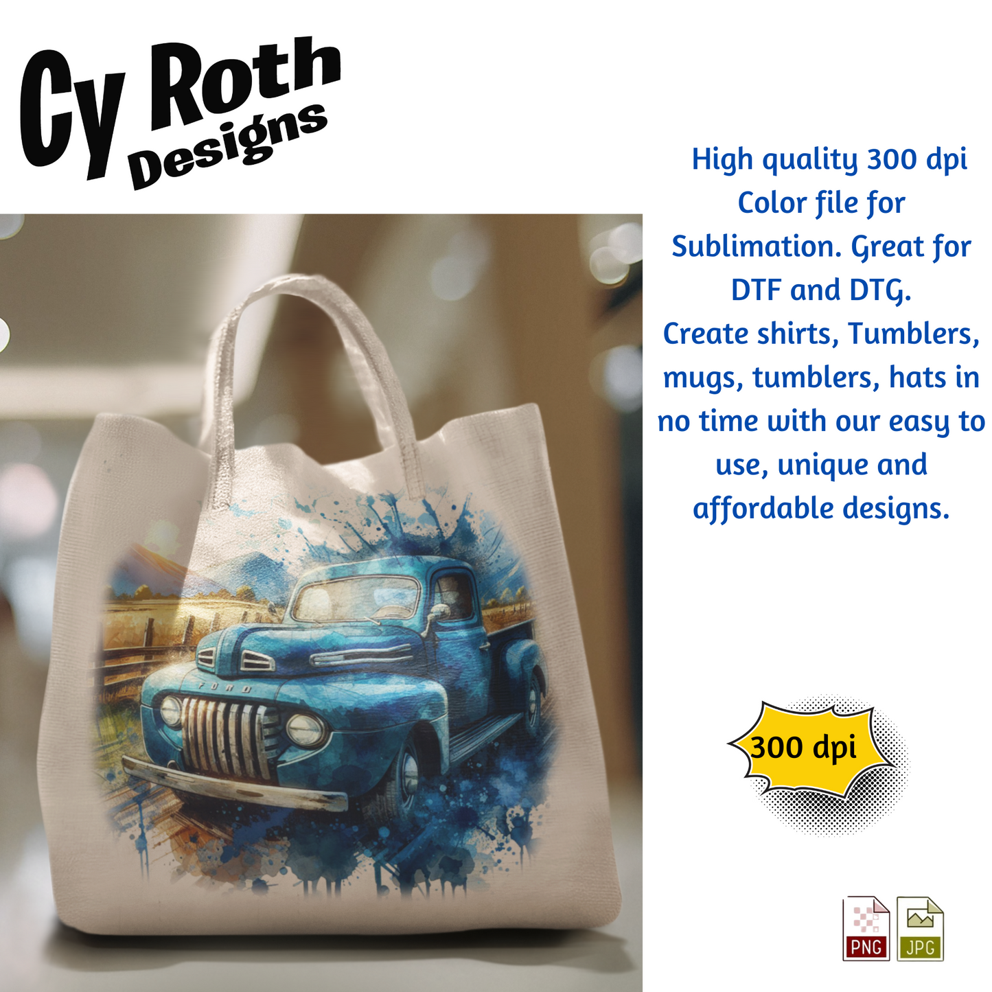 1948 Ford Truck Sublimation PNG JPG file, Wall Art 20oz skinny Tumbler, shirt PNG, Junk Journal image