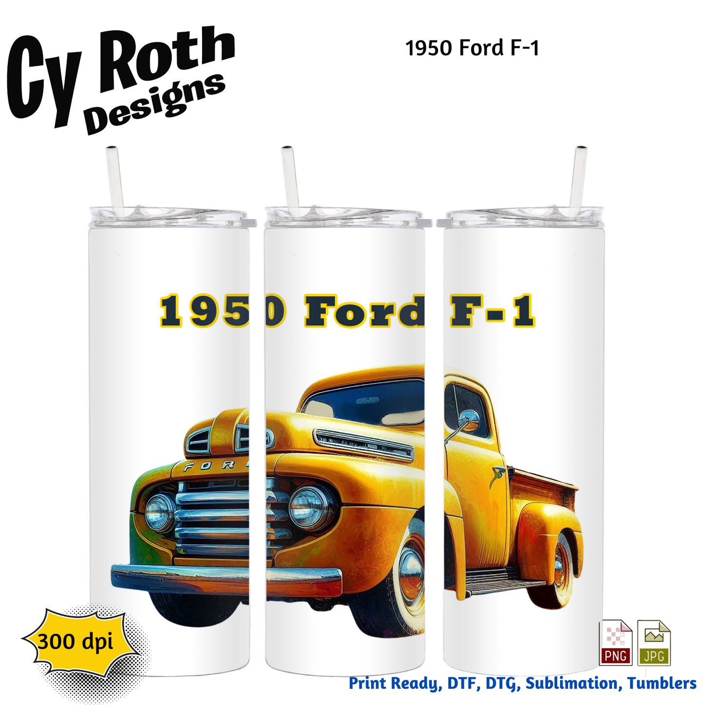 20oz tumbler with 1950 Ford Truck sublimation design