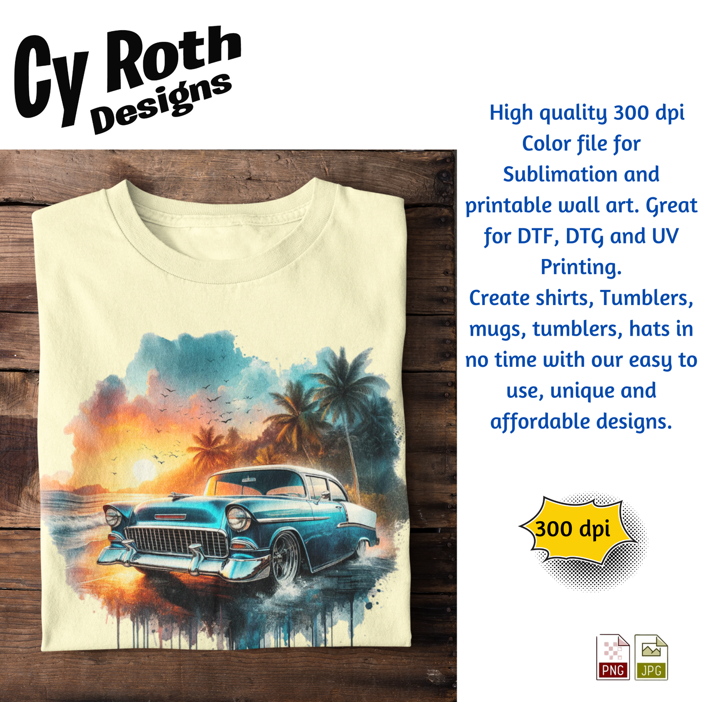 1955 Chevy Bel Air Sublimation Wall Art 20oz skinny Tumbler PNG JPG file, shirt PNG, Junk Journal image