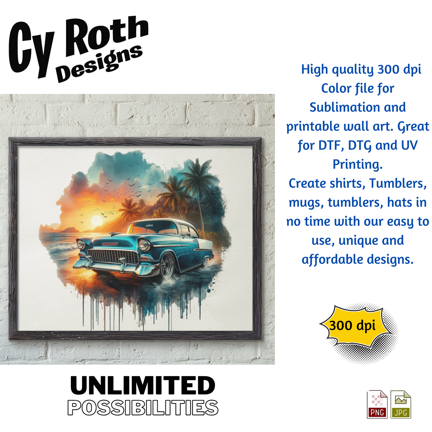 1955 Chevy Bel Air Sublimation Wall Art 20oz skinny Tumbler PNG JPG file, shirt PNG, Junk Journal image