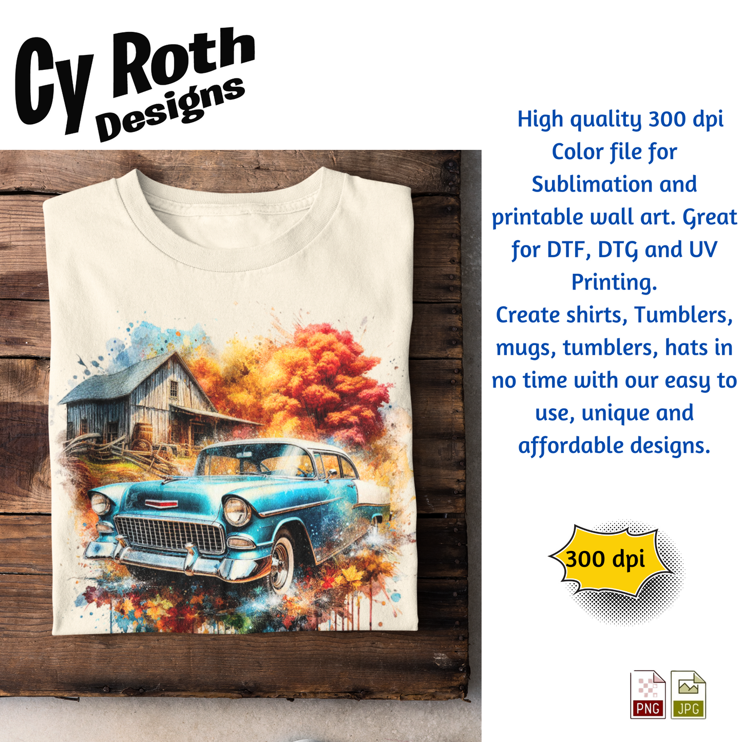 1955 Chevy Bel Air Sublimation Wall Art 20oz skinny Tumbler PNG JPG file, shirt PNG, Junk Journal image