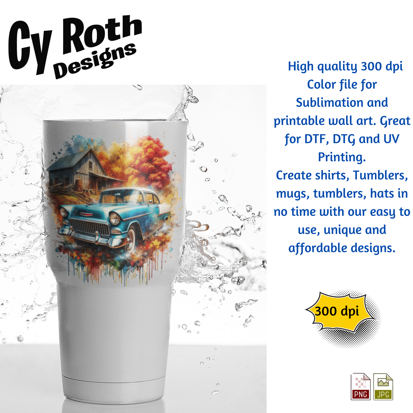 1955 Chevy Bel Air Sublimation Wall Art 20oz skinny Tumbler PNG JPG file, shirt PNG, Junk Journal image