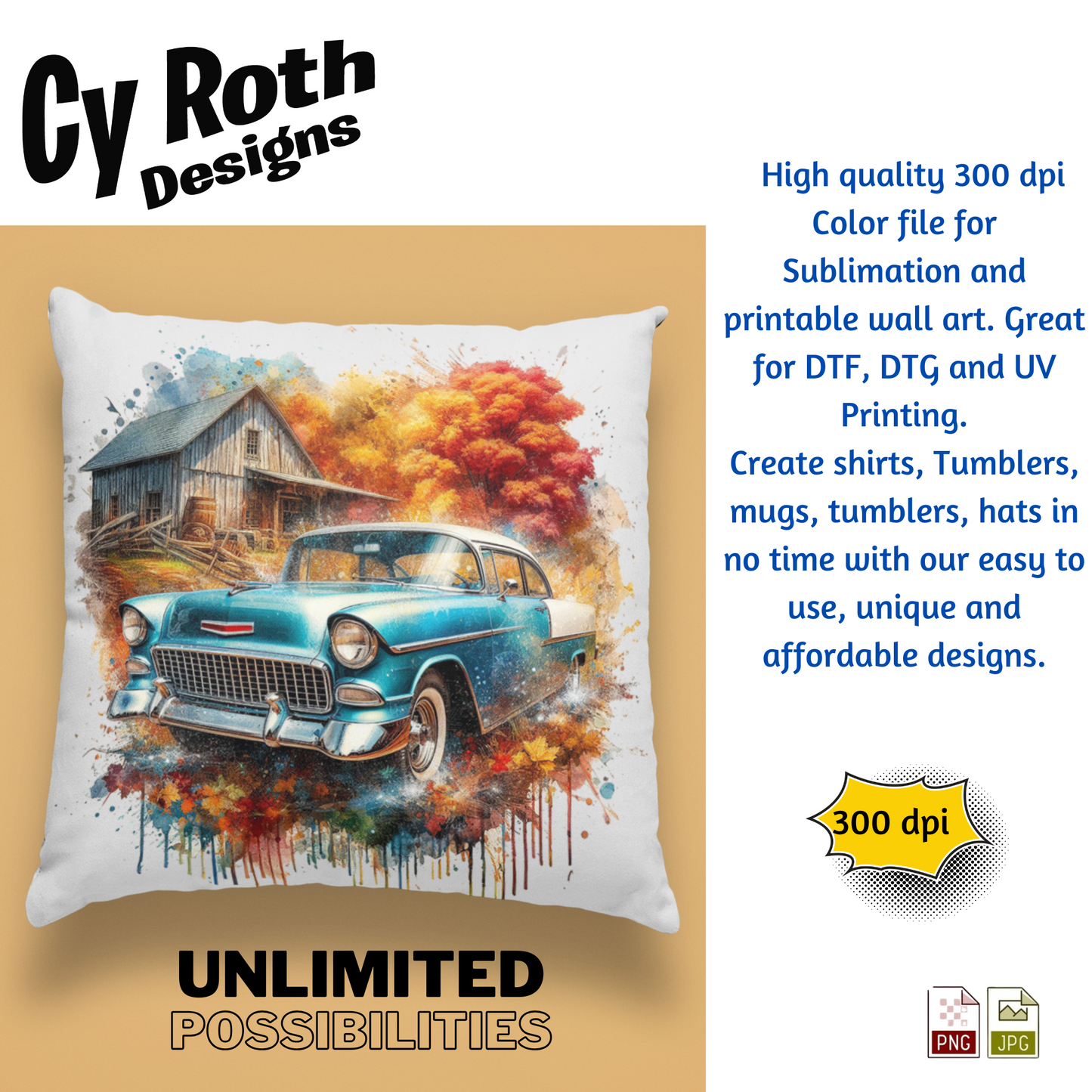 1955 Chevy Bel Air Sublimation Wall Art 20oz skinny Tumbler PNG JPG file, shirt PNG, Junk Journal image