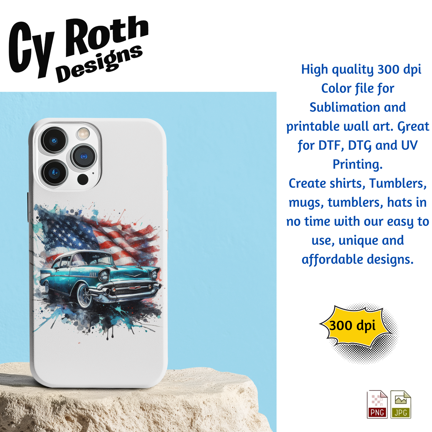 1957 Chevy Bel Air Sublimation Wall Art 20oz skinny Tumbler PNG JPG file, shirt PNG, Junk Journal image