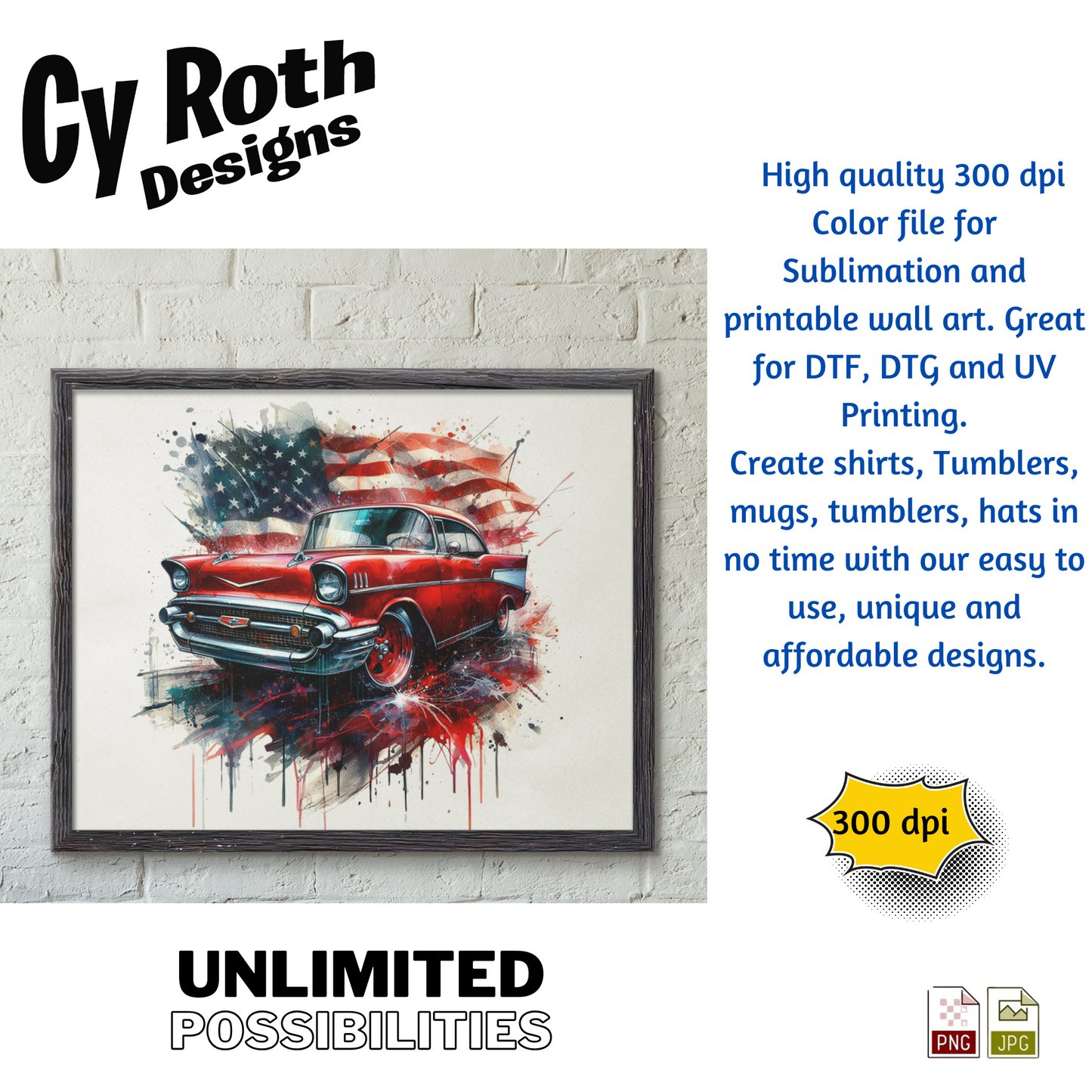 1957 Chevy Bel Air Sublimation Wall Art 20oz skinny Tumbler PNG JPG file, shirt PNG, Junk Journal image