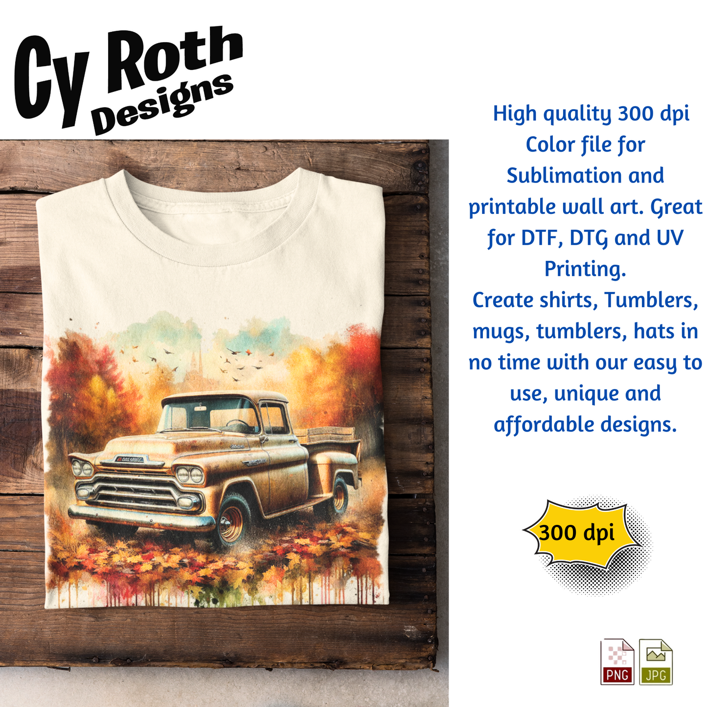 1958 Chevy Truck Sublimation Wall Art 20oz skinny Tumbler PNG JPG file, shirt PNG, Junk Journal image