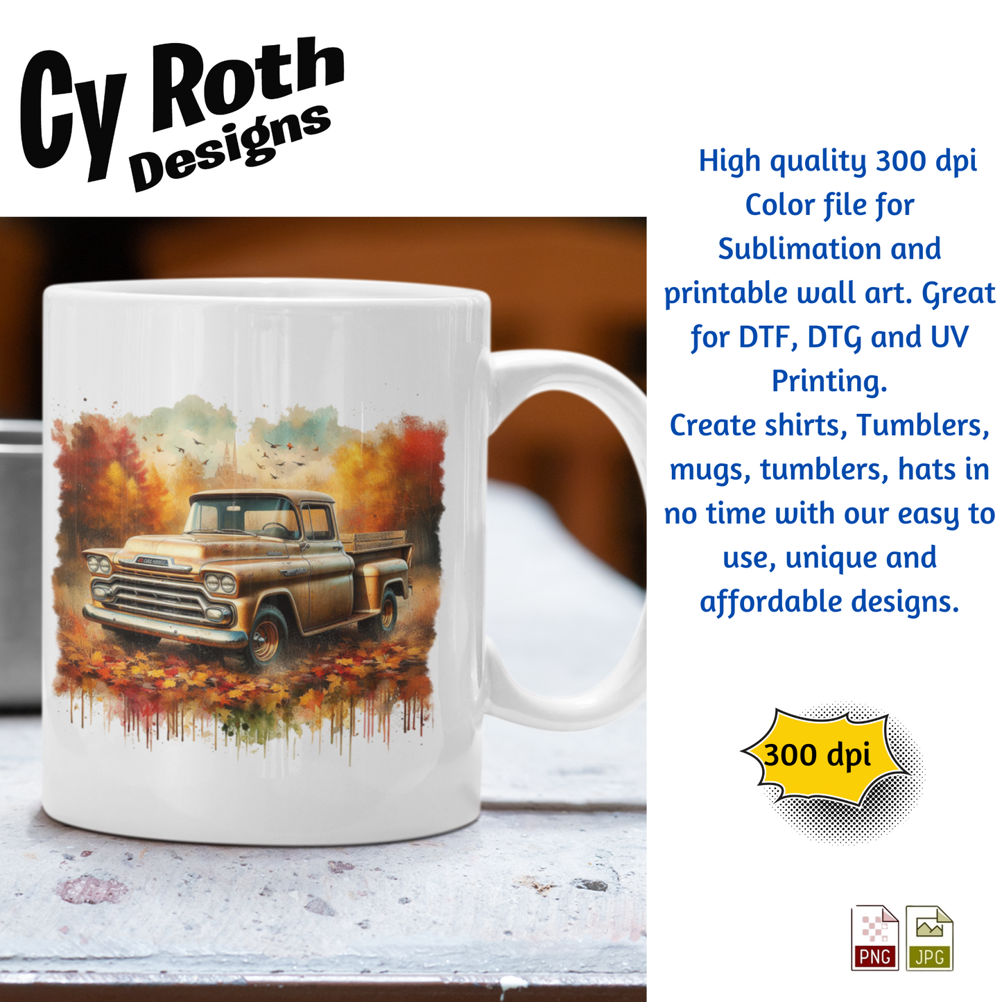 1958 Chevy Truck Sublimation Wall Art 20oz skinny Tumbler PNG JPG file, shirt PNG, Junk Journal image