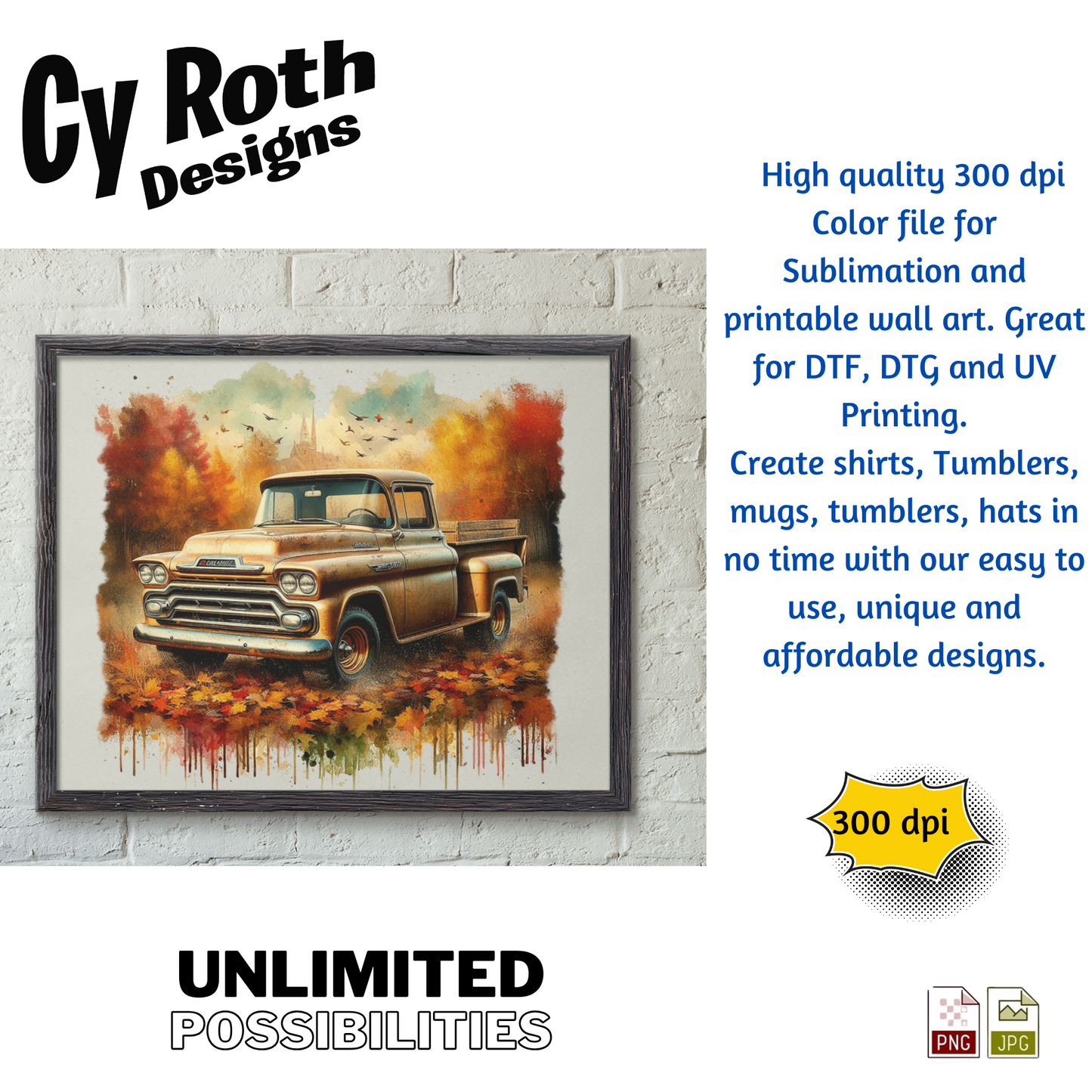 1958 Chevy Truck Sublimation Wall Art 20oz skinny Tumbler PNG JPG file, shirt PNG, Junk Journal image