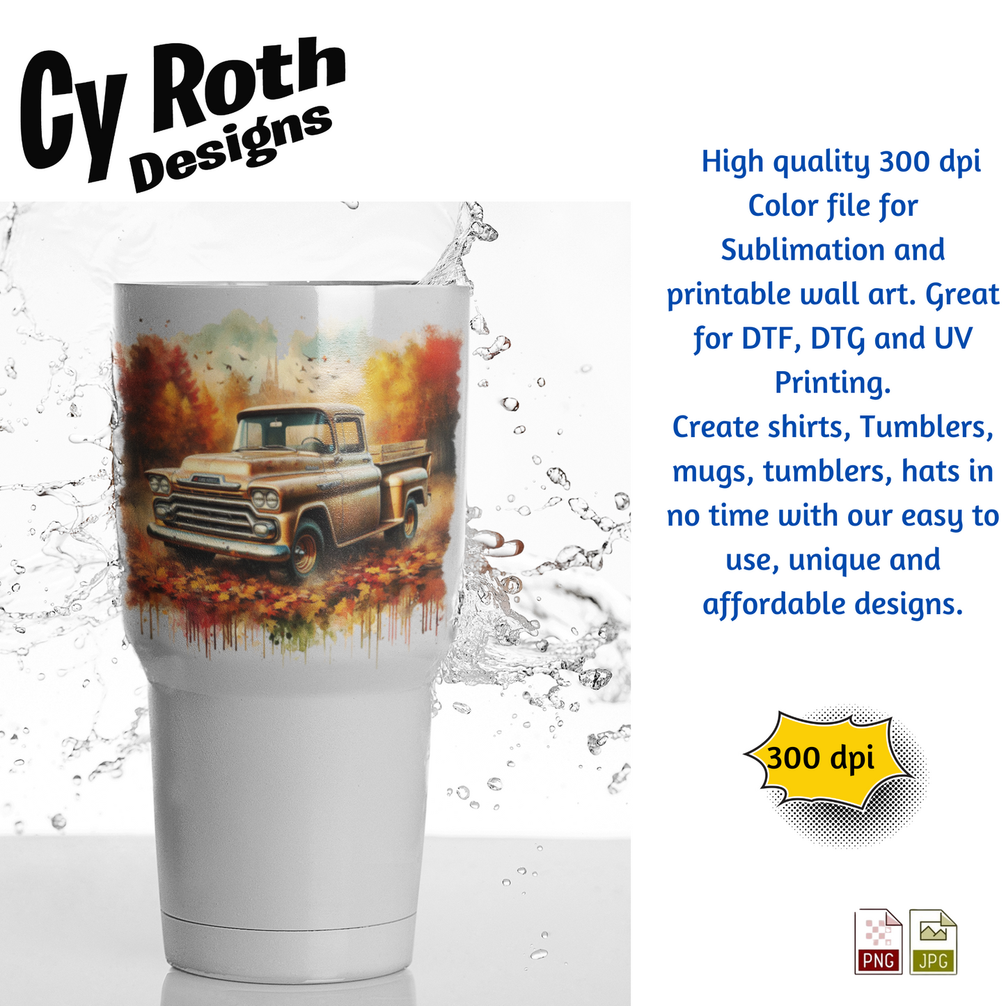 1958 Chevy Truck Sublimation Wall Art 20oz skinny Tumbler PNG JPG file, shirt PNG, Junk Journal image