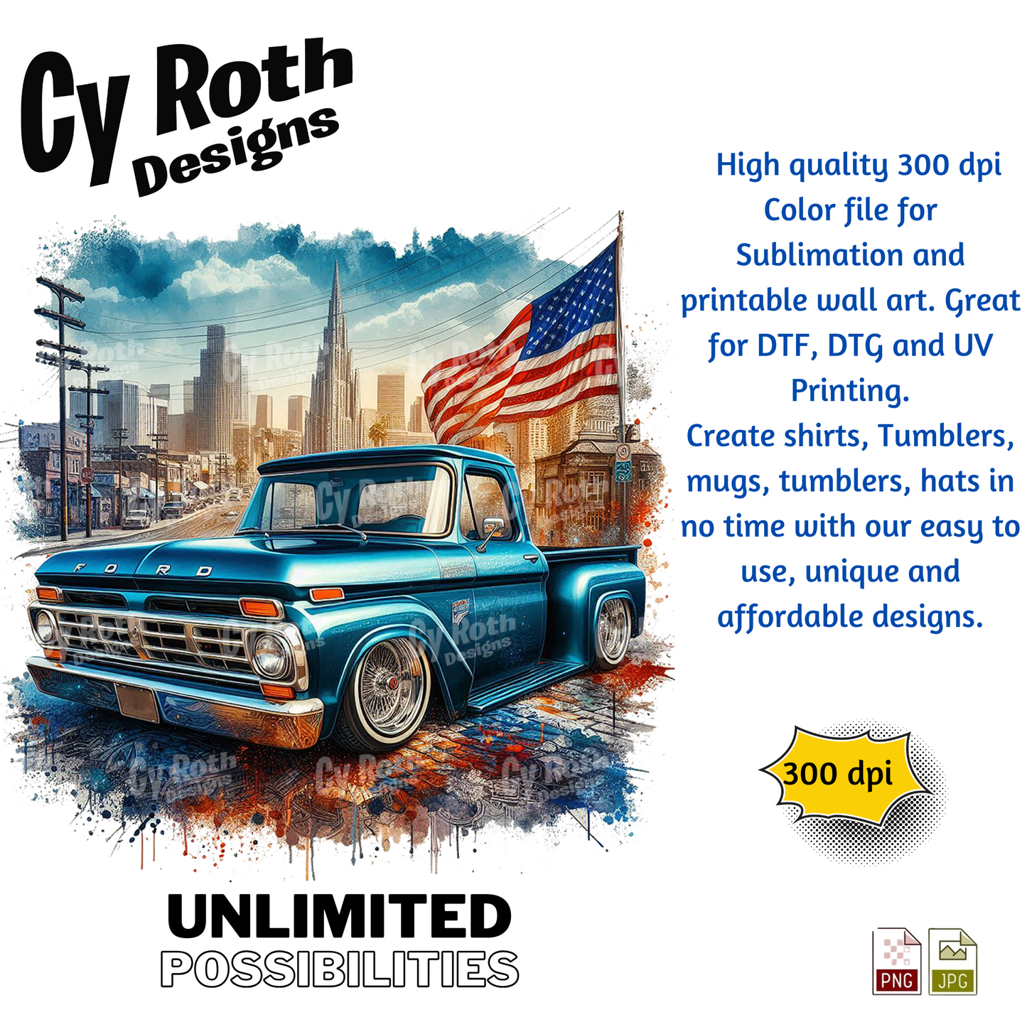 1966 Ford Low Rider Sublimation PNG JPG file, Wall Art 20oz skinny Tumbler, shirt PNG, Junk Journal image