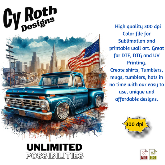 1966 Ford Low Rider Sublimation PNG JPG file, Wall Art 20oz skinny Tumbler, shirt PNG, Junk Journal image