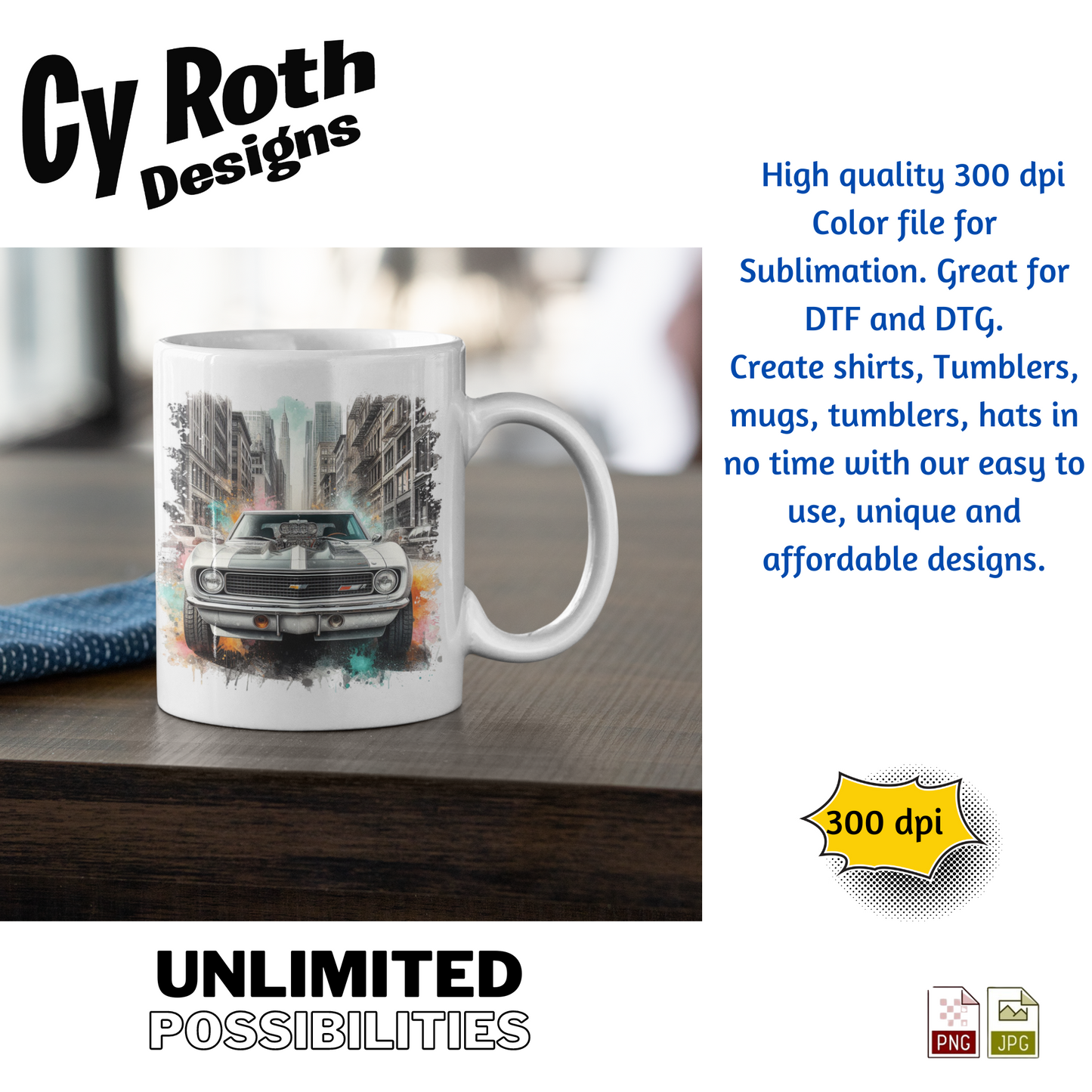 1967 Camaro Sublimation PNG JPG file, Wall Art 20oz skinny Tumbler, shirt PNG, Junk Journal image