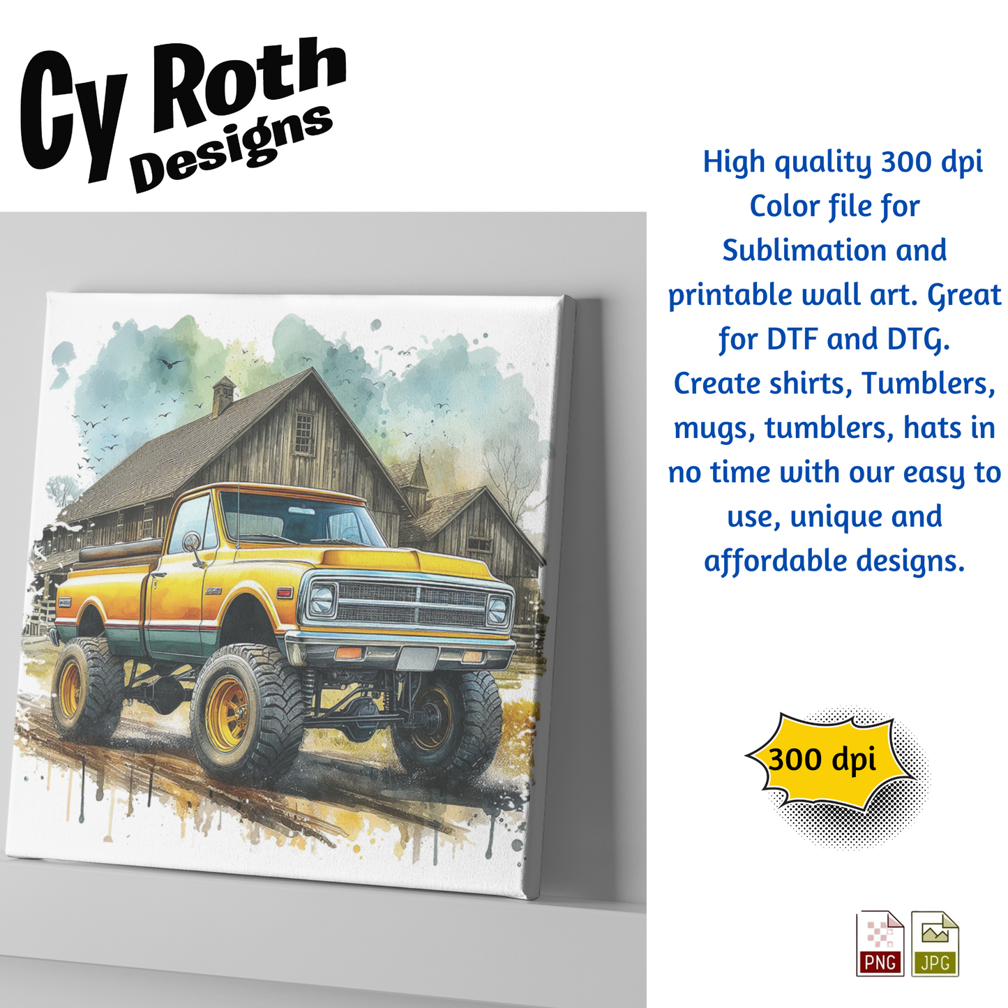 1969 Chevy Truck Sublimation Wall Art 20oz skinny Tumbler PNG JPG file, shirt PNG, Junk Journal image
