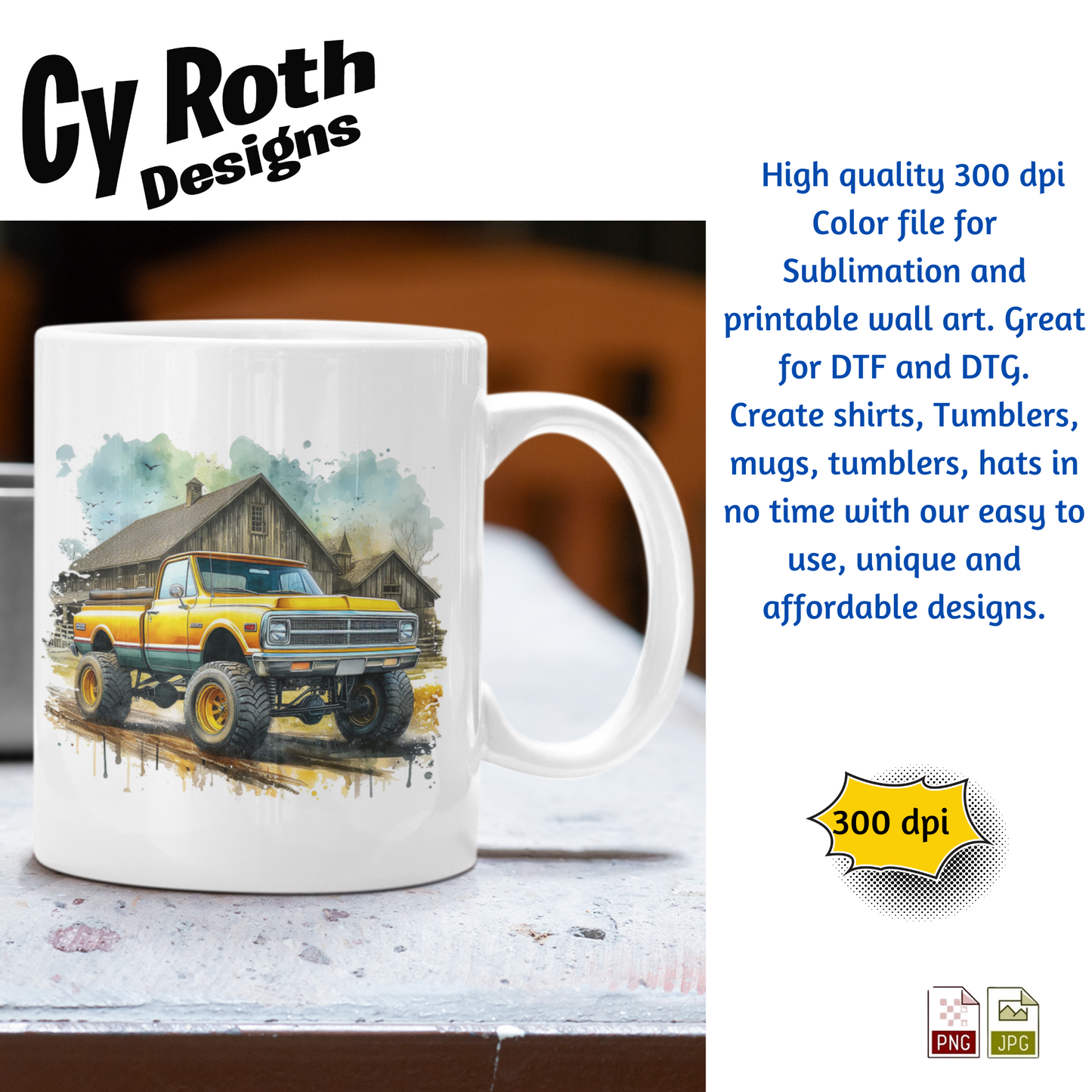 1969 Chevy Truck Sublimation Wall Art 20oz skinny Tumbler PNG JPG file, shirt PNG, Junk Journal image