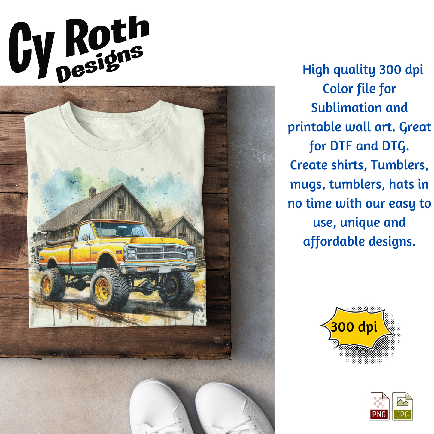 1969 Chevy Truck Sublimation Wall Art 20oz skinny Tumbler PNG JPG file, shirt PNG, Junk Journal image