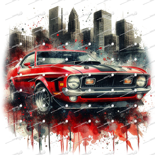 1971 Ford Mustang Mach-1 Sublimation PNG JPG file, Wall Art 20oz skinny Tumbler, shirt PNG, Junk Journal image