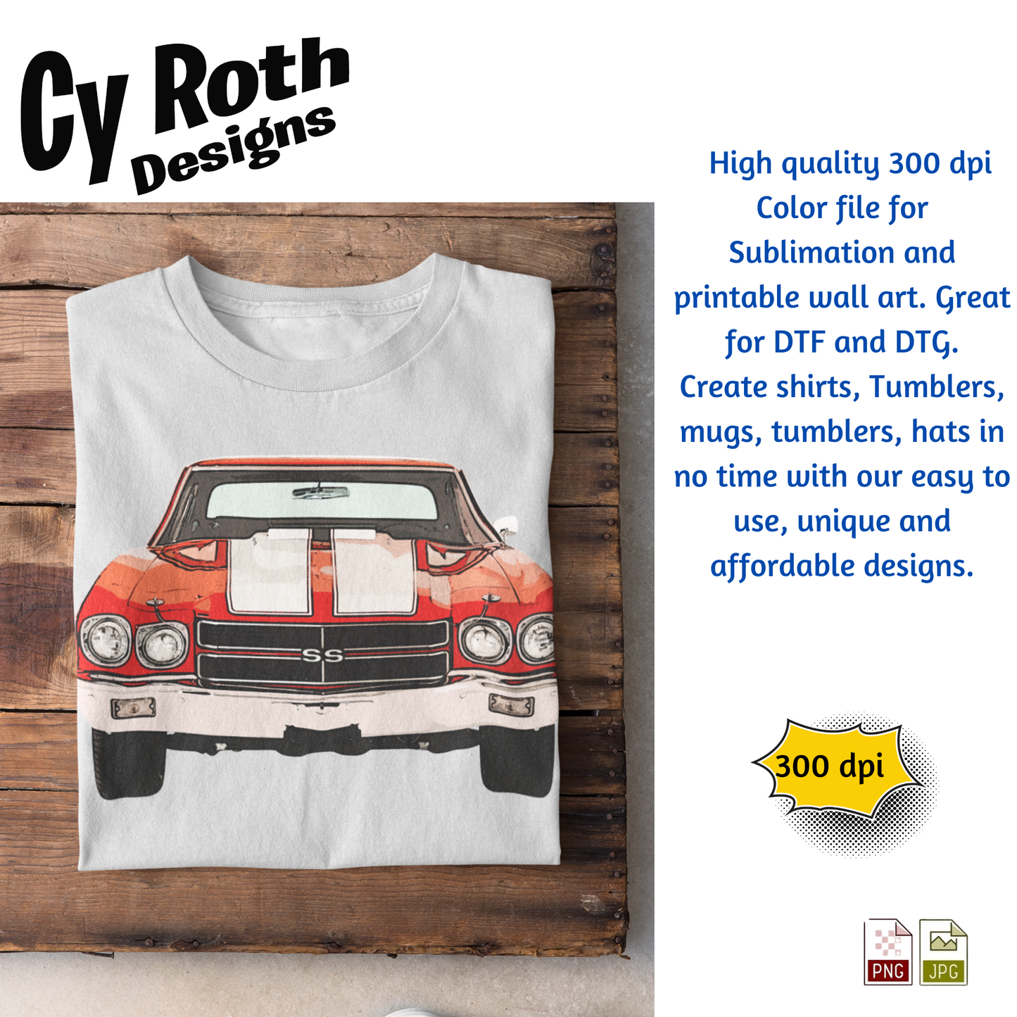 1972 Chevelle Sublimation Wall Art 20oz skinny Tumbler PNG JPG file, shirt PNG, Junk Journal image