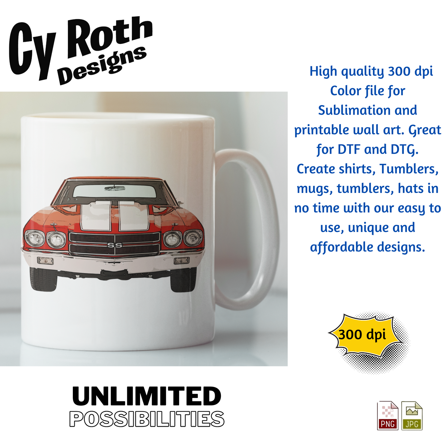 1972 Chevelle Sublimation Wall Art 20oz skinny Tumbler PNG JPG file, shirt PNG, Junk Journal image