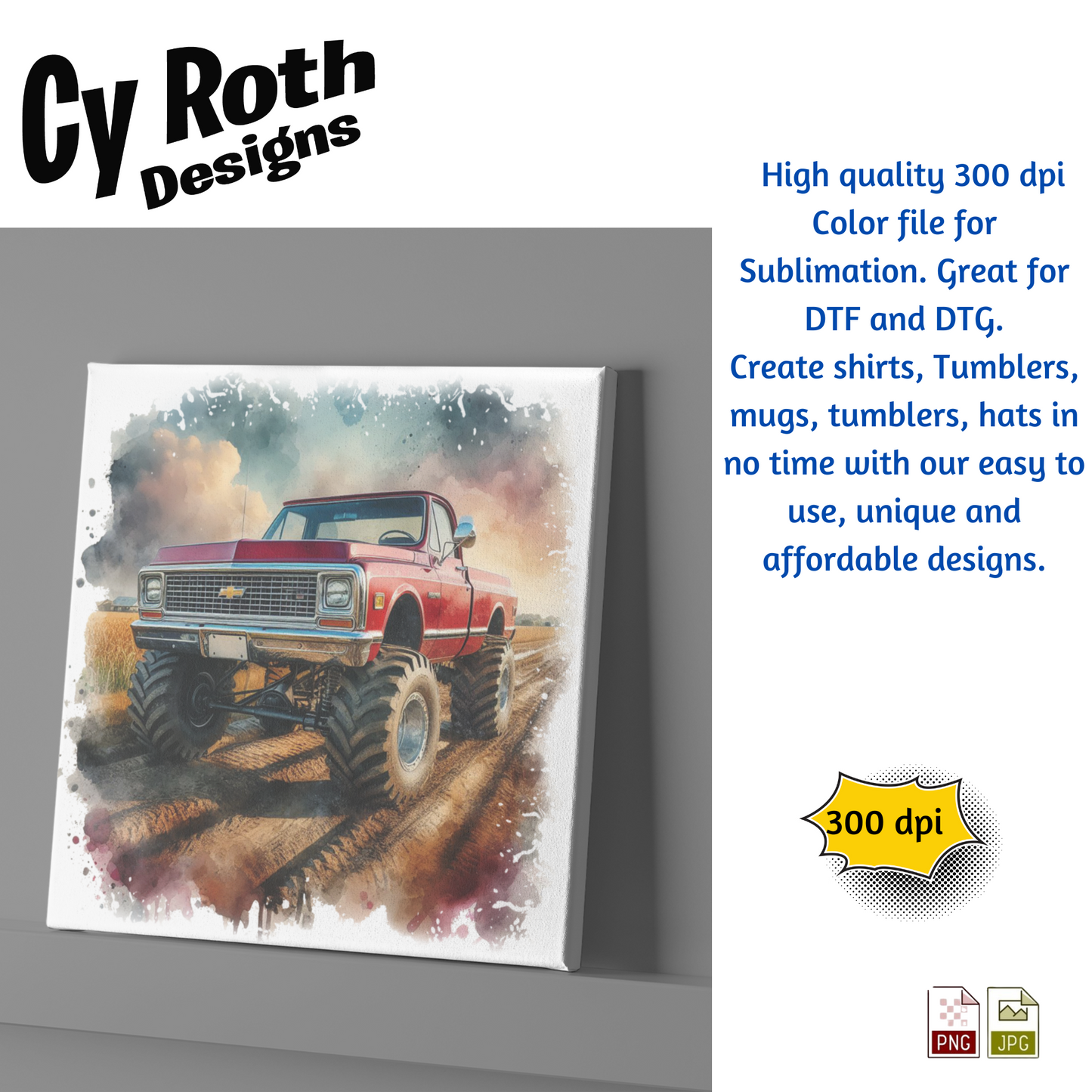 1972 Chevy Truck Sublimation PNG JPG file, Wall Art 20oz skinny Tumbler, shirt PNG, Junk Journal image