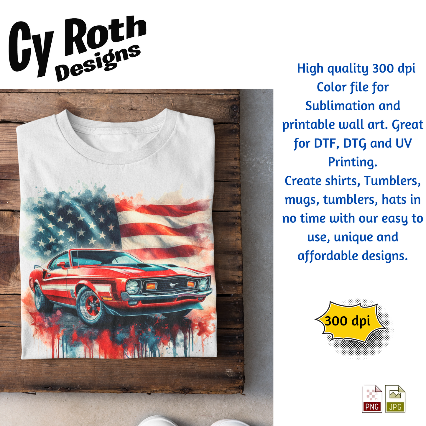 1972 Ford Mustang Sublimation Wall Art 20oz skinny Tumbler PNG JPG file, shirt PNG, Junk Journal image