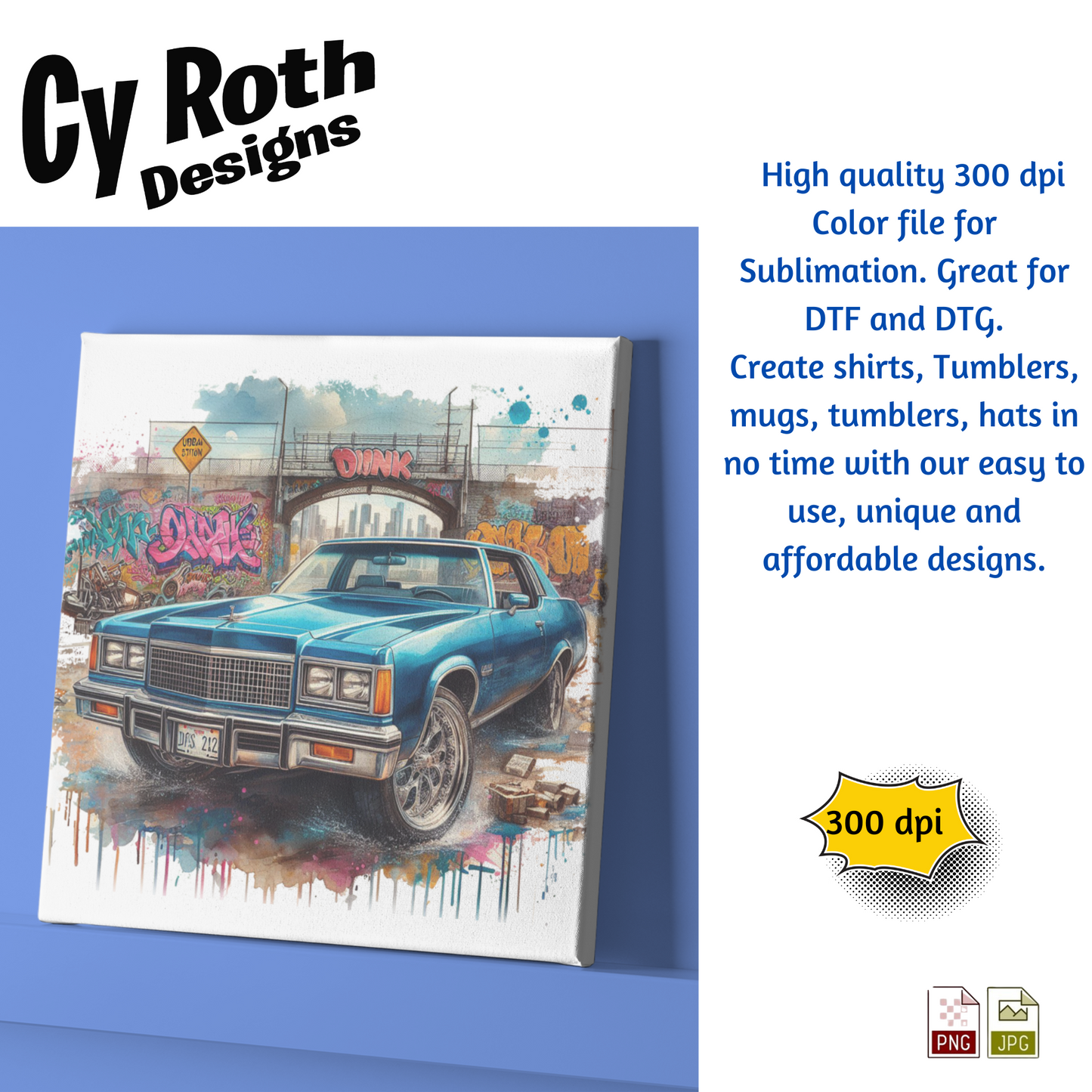 1975 Chevy Caprice Sublimation Wall Art 20oz skinny Tumbler PNG JPG file, shirt PNG, Junk Journal image