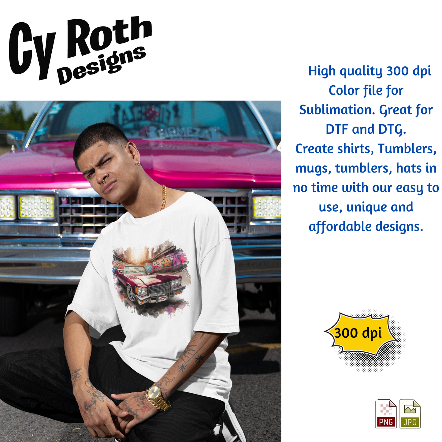 1975 Chevy Caprice Sublimation PNG JPG file, Wall Art 20oz skinny Tumbler, shirt PNG, Junk Journal image