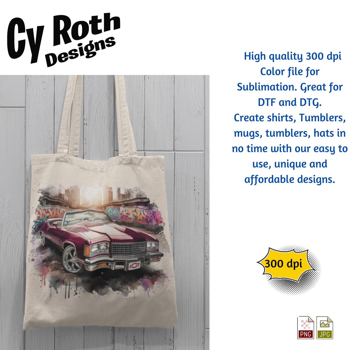 1975 Chevy Caprice Sublimation PNG JPG file, Wall Art 20oz skinny Tumbler, shirt PNG, Junk Journal image