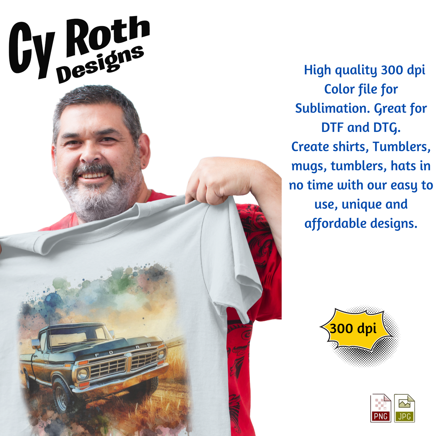 1976 Ford F-150 Sublimation PNG JPG file, Wall Art 20oz skinny Tumbler, shirt PNG, Junk Journal image