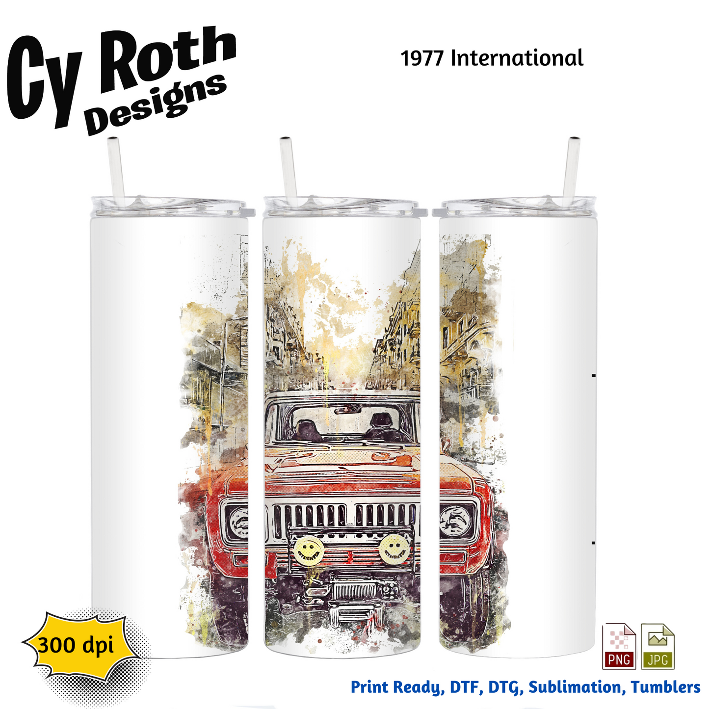 1977 International Scout Sublimation PNG JPG file, Wall Art 20oz skinny Tumbler, shirt PNG, Junk Journal image