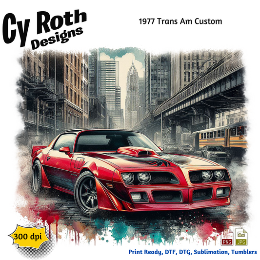 1977 Trans Am Sublimation Wall Art 20oz skinny Tumbler PNG JPG file, shirt PNG, Junk Journal image