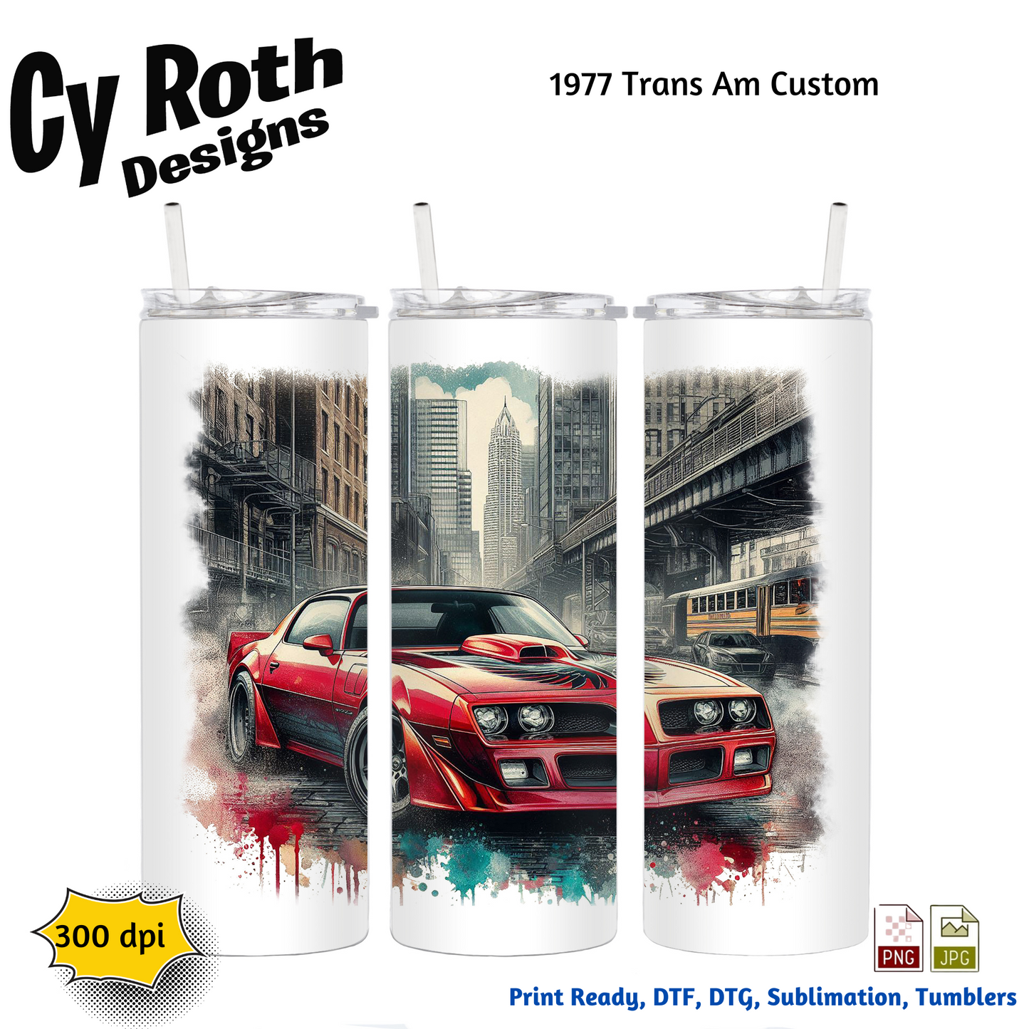 1977 Trans Am Sublimation Wall Art 20oz skinny Tumbler PNG JPG file, shirt PNG, Junk Journal image
