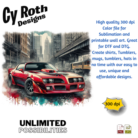1977 Trans Am Sublimation Wall Art 20oz skinny Tumbler PNG JPG file, shirt PNG, Junk Journal image