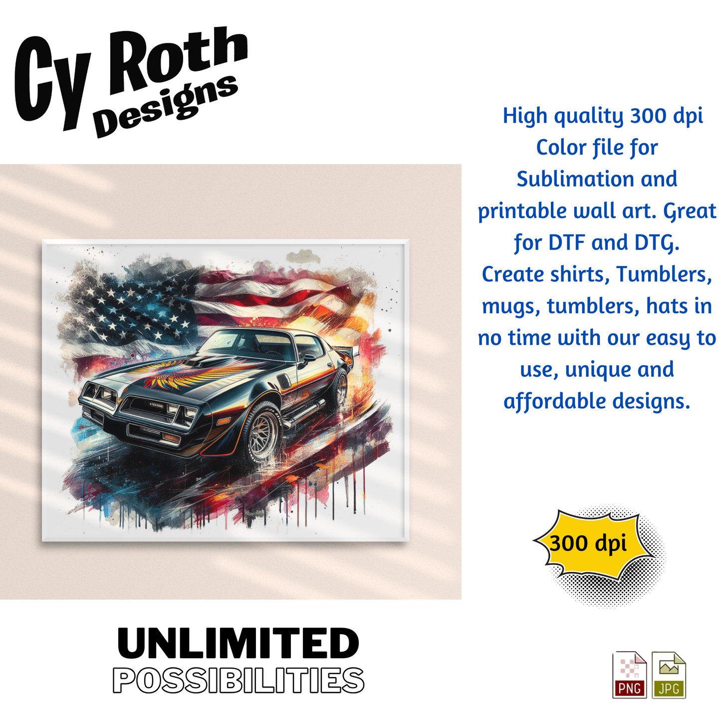 1978 Trans Am Sublimation PNG JPG file, Wall Art 20oz skinny Tumbler, shirt PNG, Junk Journal image