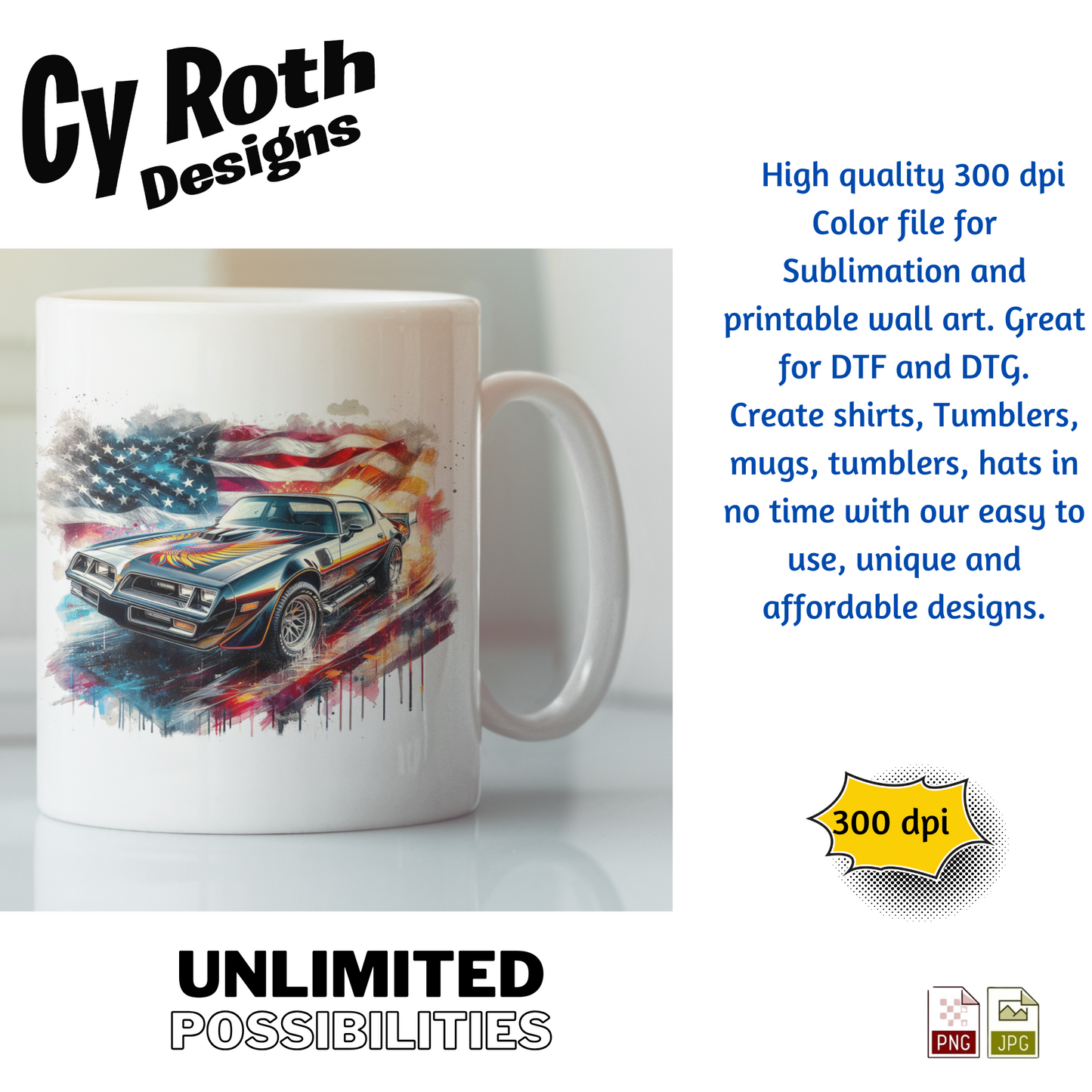 1978 Trans Am Sublimation PNG JPG file, Wall Art 20oz skinny Tumbler, shirt PNG, Junk Journal image