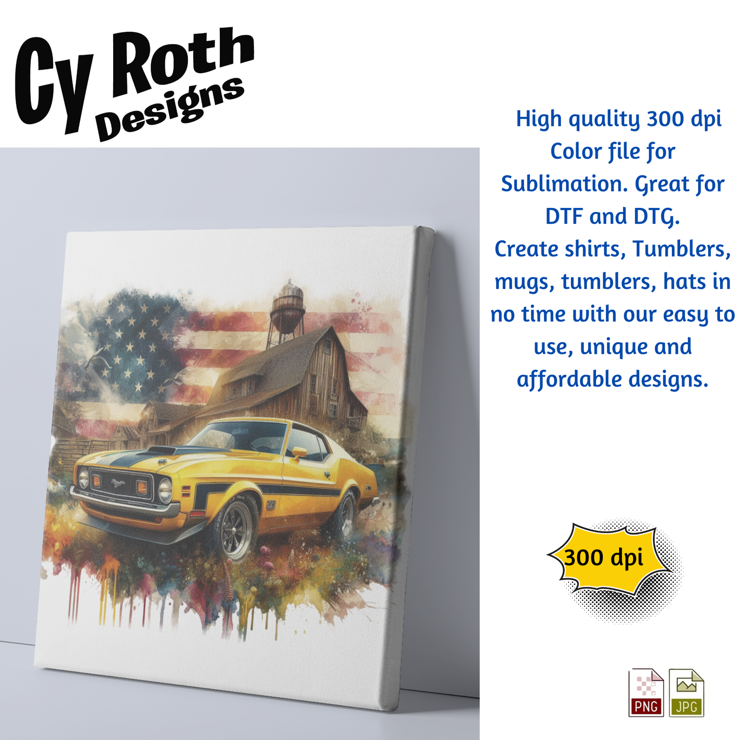 1979 Mustang Sublimation PNG JPG file, Wall Art 20oz skinny Tumbler, shirt PNG, Junk Journal image